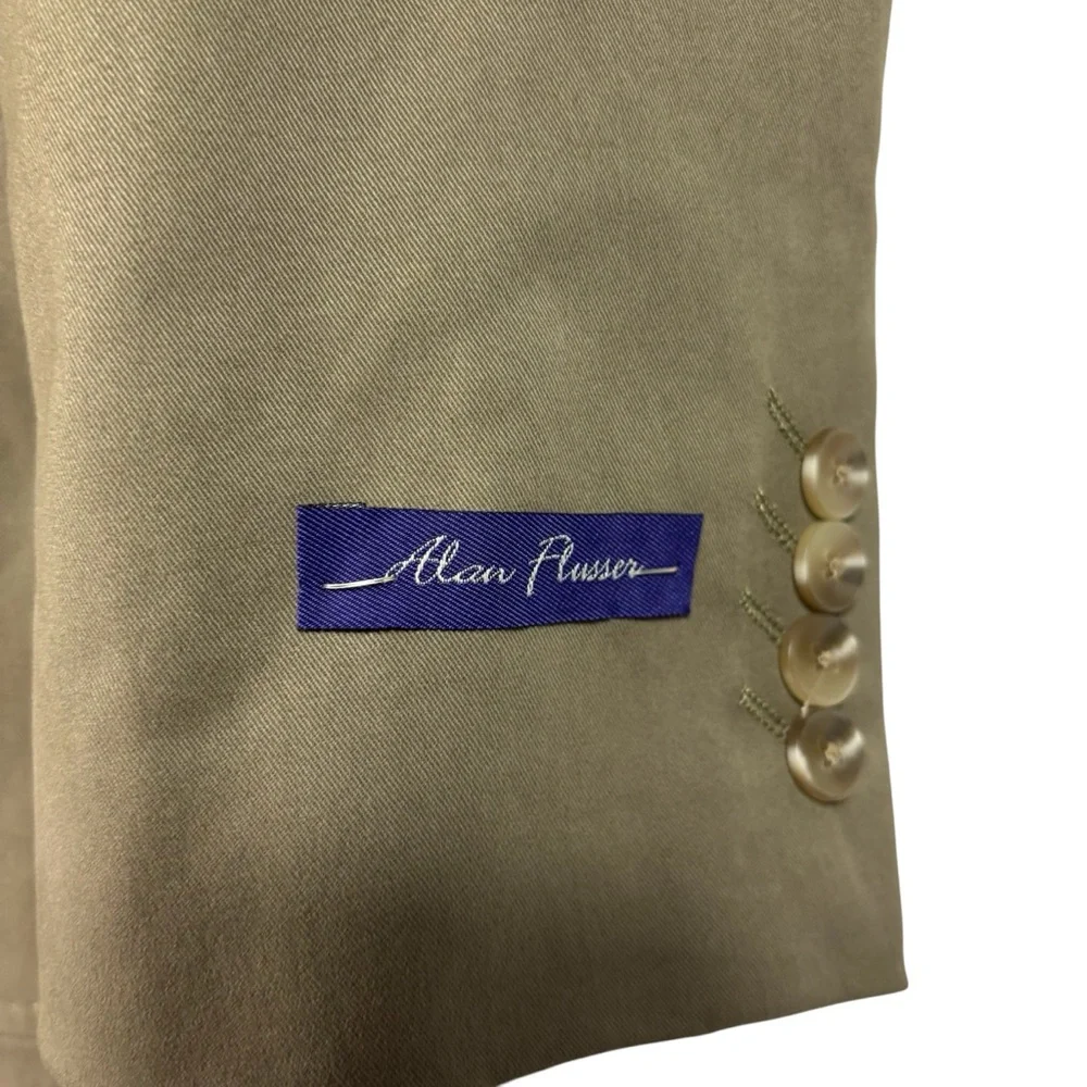 Alan Flusser NWT Khaki Cotton Blend Blazer Jacket Sport Coat Classic Fit Men 44L